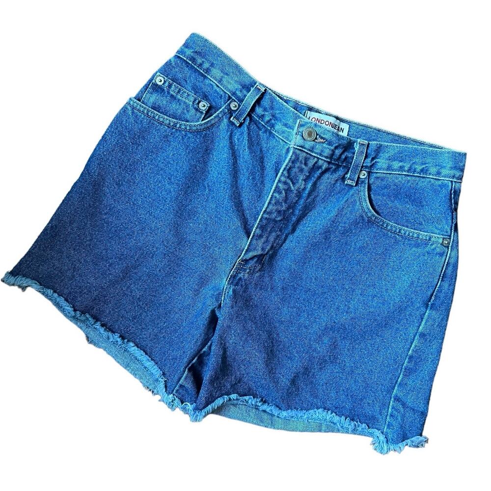 Y2K Vintage London Jean Denim Shorts Women 8 High Rise Cutoff Frayed Hem Micro